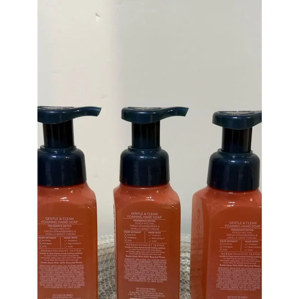 BBW Strawberry Peach Sunset Foaming Hand Soap Set of 3 NWT